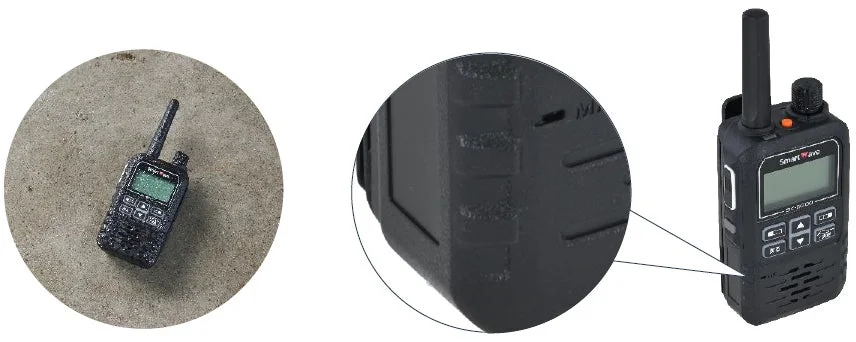 水に濡れた無線機