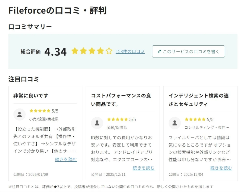Fileforceの口コミ・評判