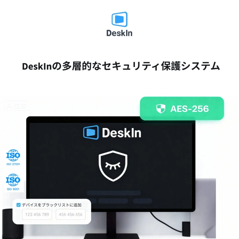 DeskInの多層的なセキュリティ保護システムを示す画像
