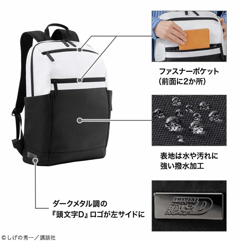 ファスナーポケットとメタルロゴ