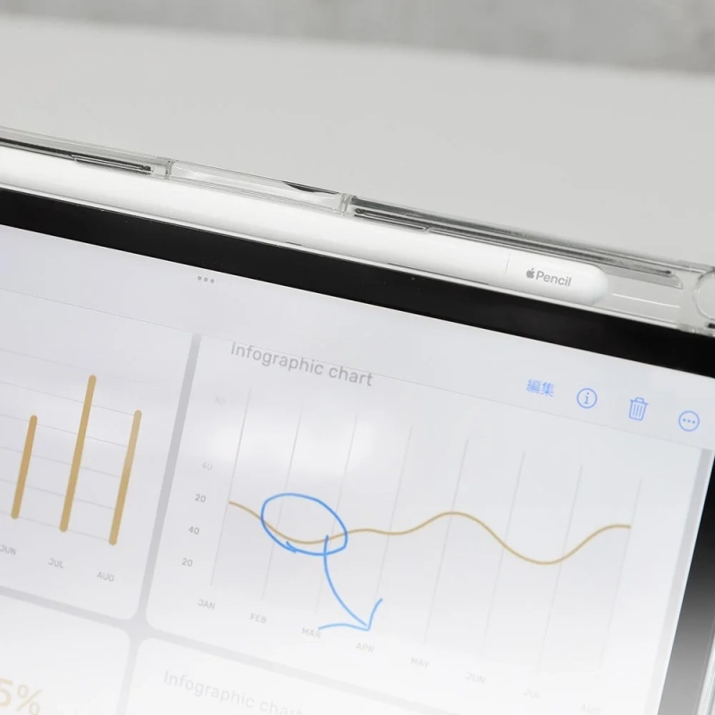 Apple Pencilを収納したiPad