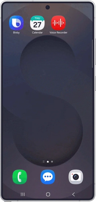 スマートフォンのホーム画面とBixbyの検索結果表示