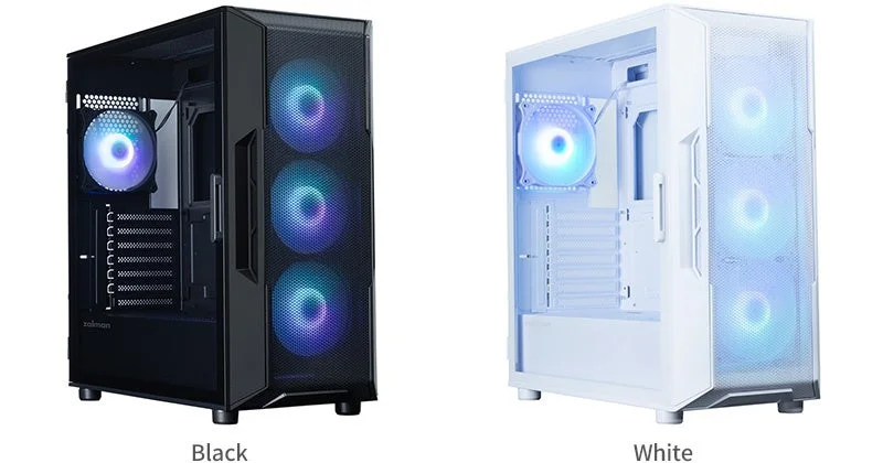 Zalman製PCケース「i3 NEO ARGB V2」シリーズのブラックとホワイトのモデル