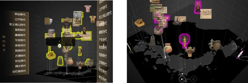 軸に年代、底面に日本地図を配置