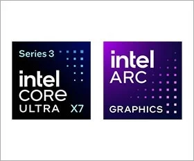 Intel Core Ultra X7 Series 3 と Intel Arc Graphics のロゴ