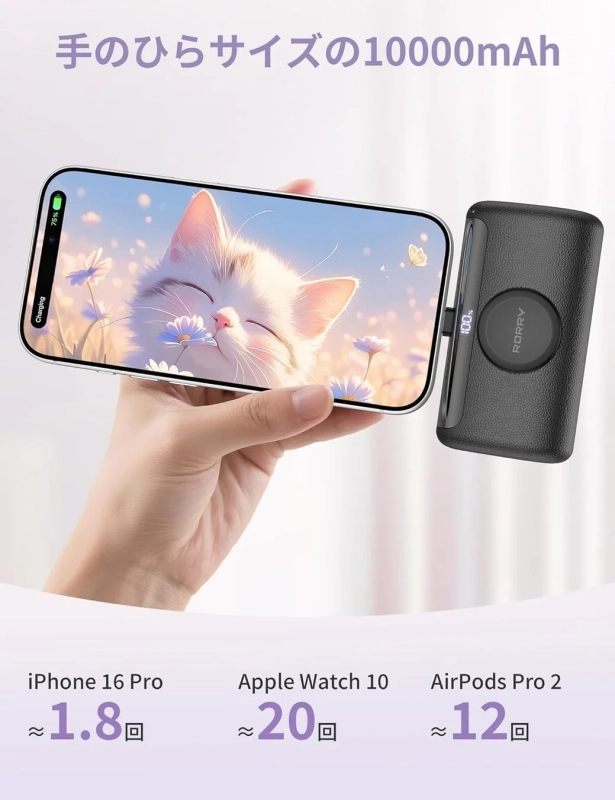 手のひらサイズの10000mAh