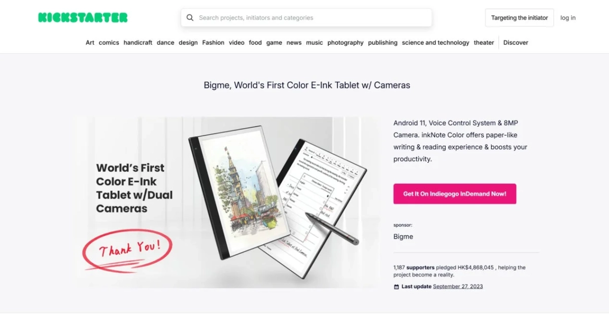 Kickstarter Bigme inkNote Color