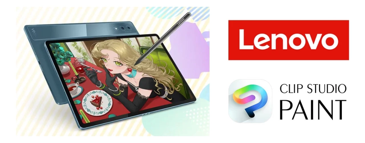 Lenovo Yoga TabでCLIP STUDIO PAINTを使用する様子