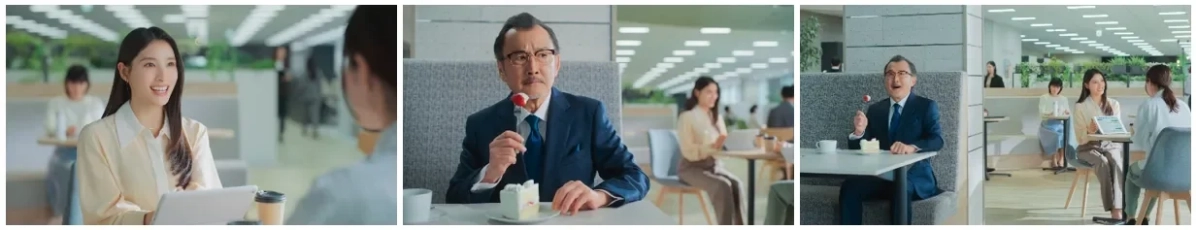 オフィスのフリースペースで会話する人々