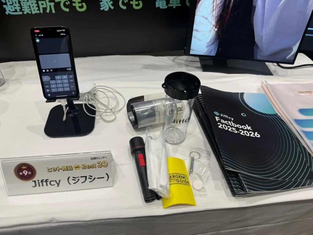 Jiffcyの展示ブースと防災グッズ