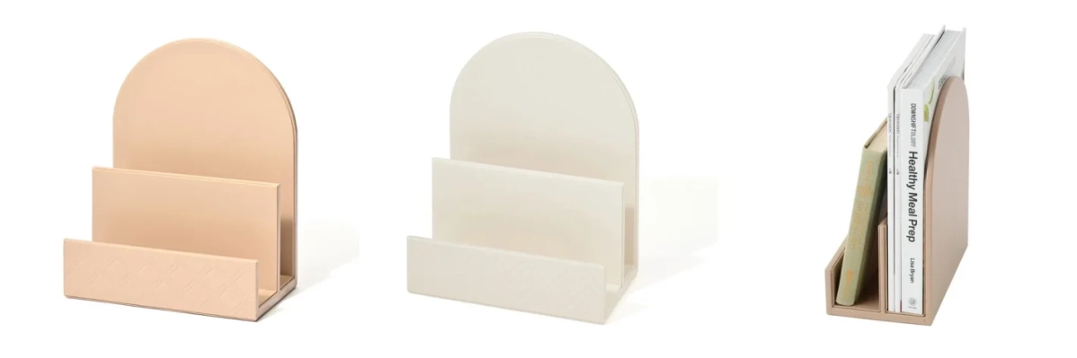 曲線的なデザインが特徴のベージュとオフホワイトのマガジンファイル