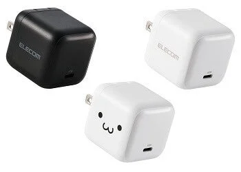 電源アダプター,充電器,USB充電器,ELECOM,エレコム,白,黒,スマホアクセサリー,キューブ型,かわいい顔
