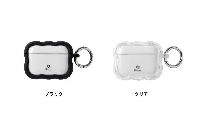 iFace Flou AirPodクリアケースのブラックとクリア