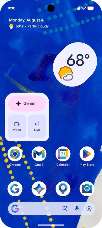 Google Pixel 10aのホーム画面とGeminiウィジェット