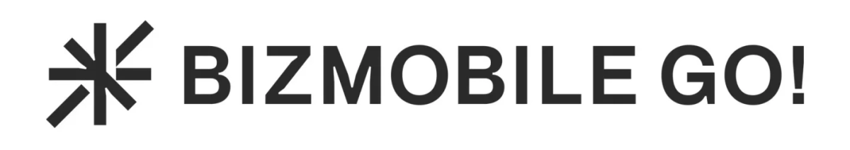 白背景に黒い文字で「BIZMOBILE GO!」と書かれたロゴ画像です。