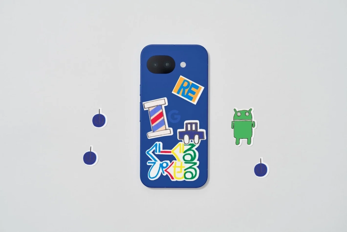ステッカーを貼ったGoogle Pixelスマートフォン