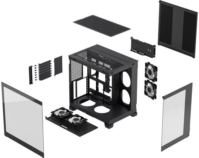 分解されたPCケース