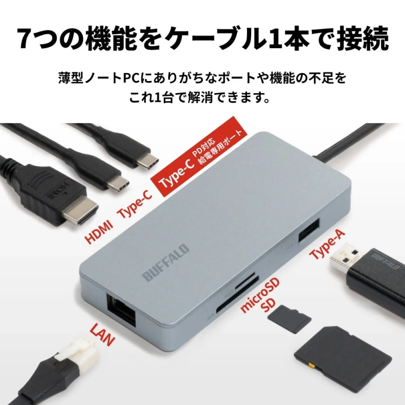 7つの機能をケーブル1本で接続