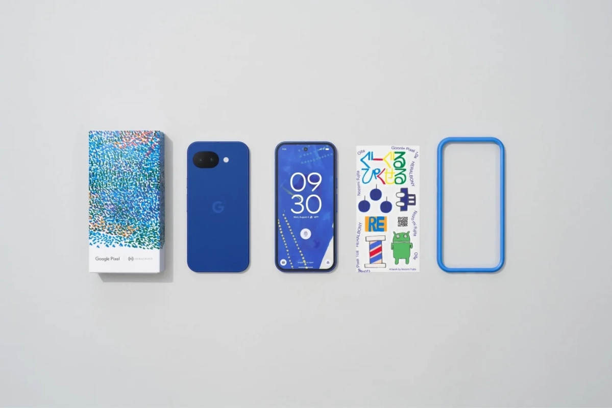 Google Pixel Isai Blueスマートフォン本体とパッケージ