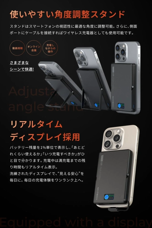 使いやすい角度調整スタンドとリアルタイムディスプレイ