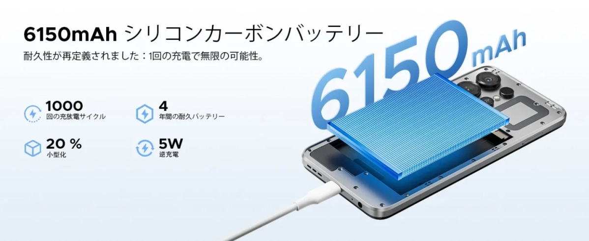6150mAh大容量バッテリーのプロモーション