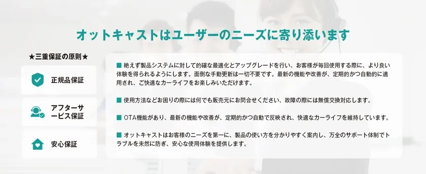 オットキャストの三重保証について説明