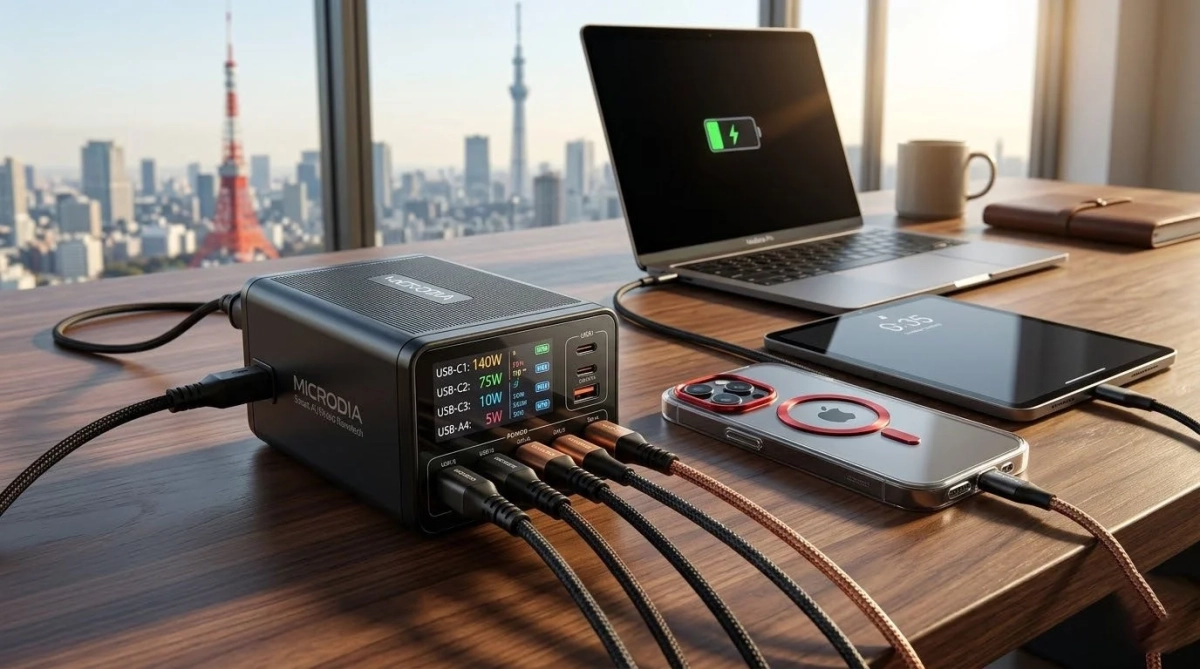 東京タワーとマルチポート充電器