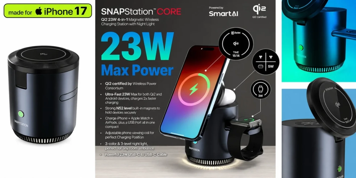 SNAPStation™ CORE Qi2 23W 4-in-1 Magnetic Wireless Charging Station