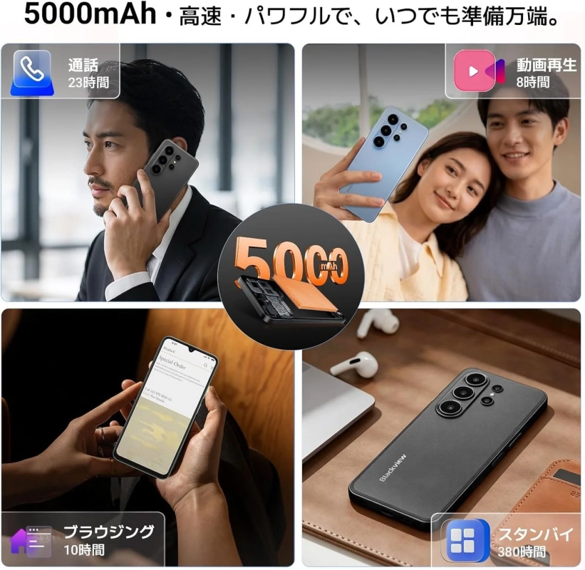 5000mAhバッテリーの持続時間