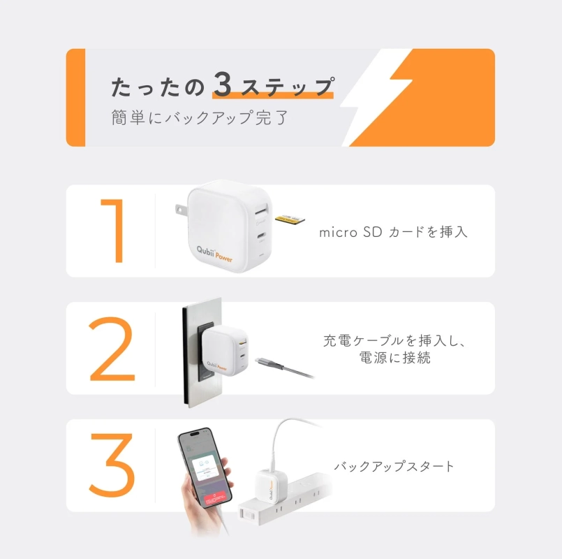 Qubii Power 簡単3ステップバックアップ