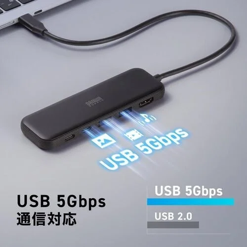 USB 5Gbps通信に対応したUSBハブの機能説明