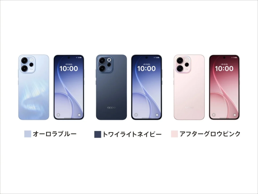 OPPO Reno15 Aの3色のカラーバリエーション