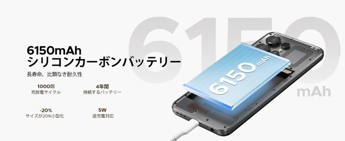 6150mAhバッテリー
