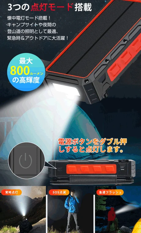 3つの点灯モードを搭載したLEDライト機能