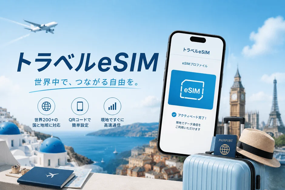 トラベルeSIM 世界中で、つながる自由を。