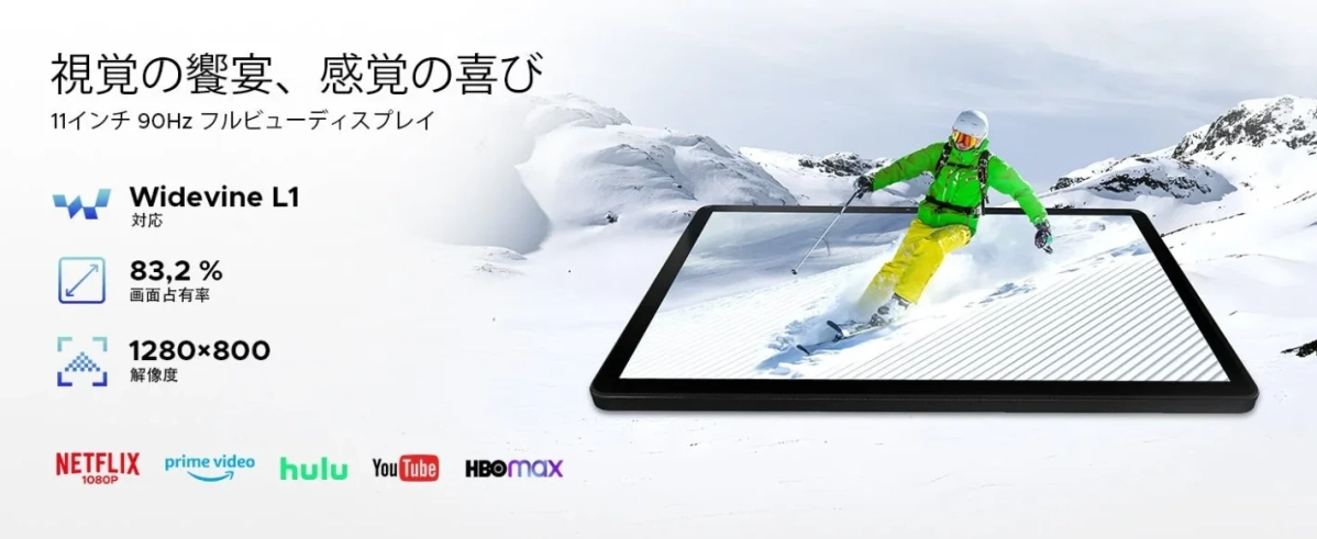 11インチディスプレイとWidevine L1