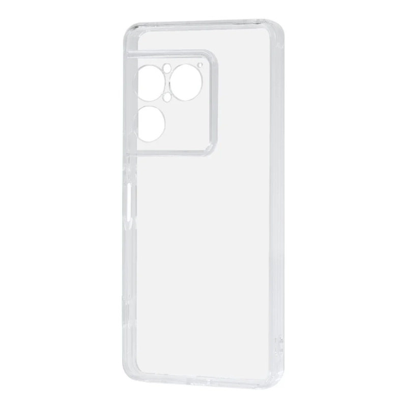 白い背景に置かれた透明なスマートフォンケース