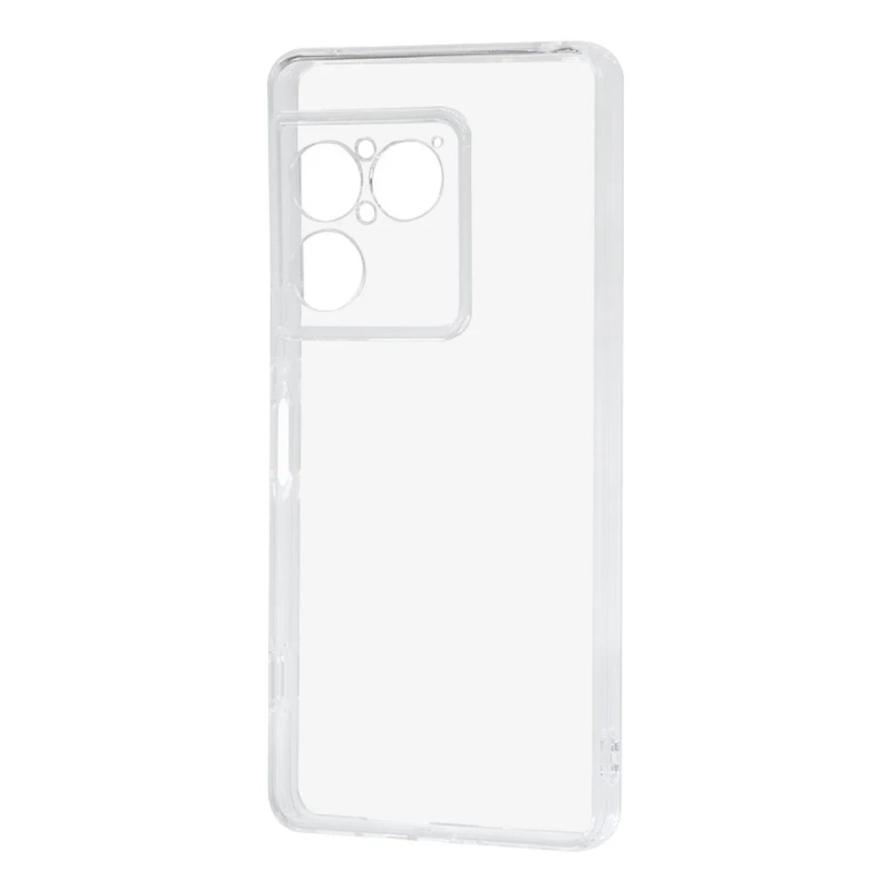 白い背景に置かれた透明なスマートフォンケース