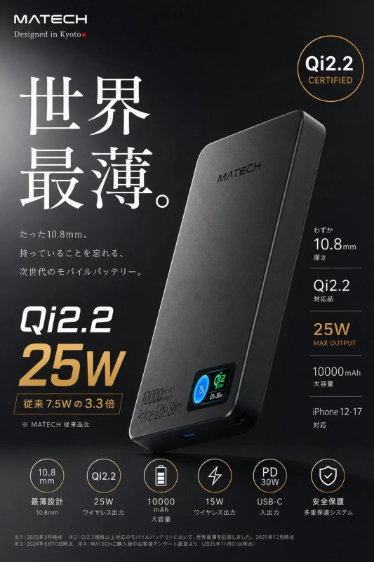 MATECH Prime Elite Slim 10000の製品特徴