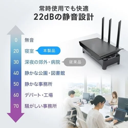 常時使用でも快適 22dBの静音設計