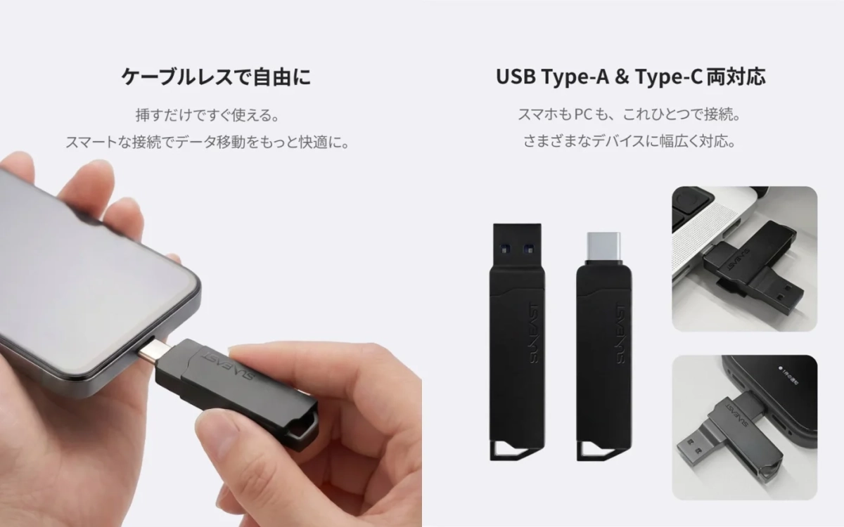 Type-A & Type-C両対応の接続イメージ