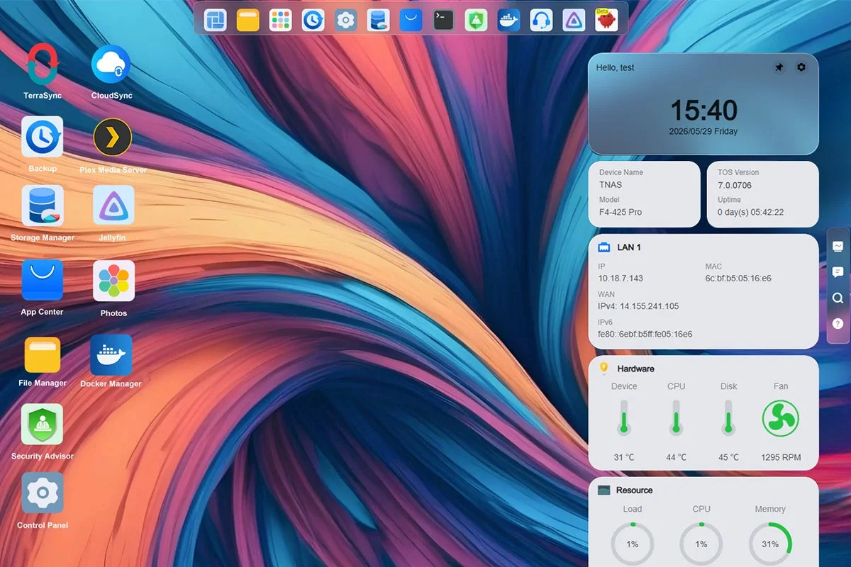 NASのデスクトップ画面