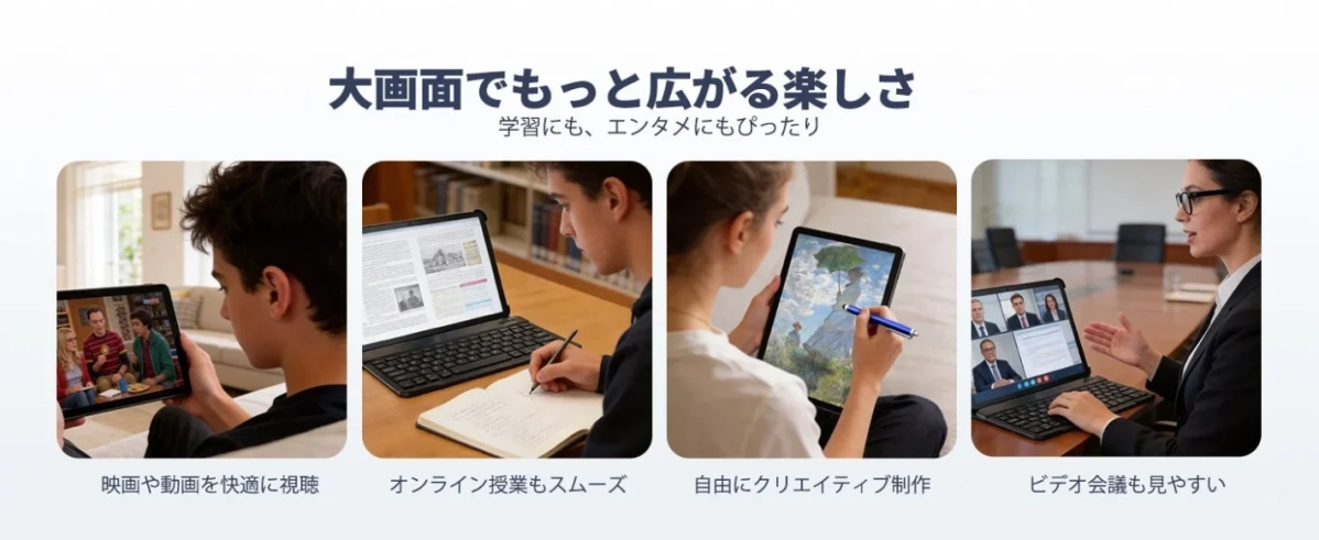 大画面でもっと広がる楽しさ 学習にも、エンタメにもぴったり