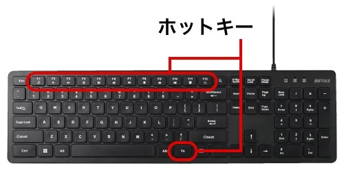 キーボードのホットキーとファンクションキー