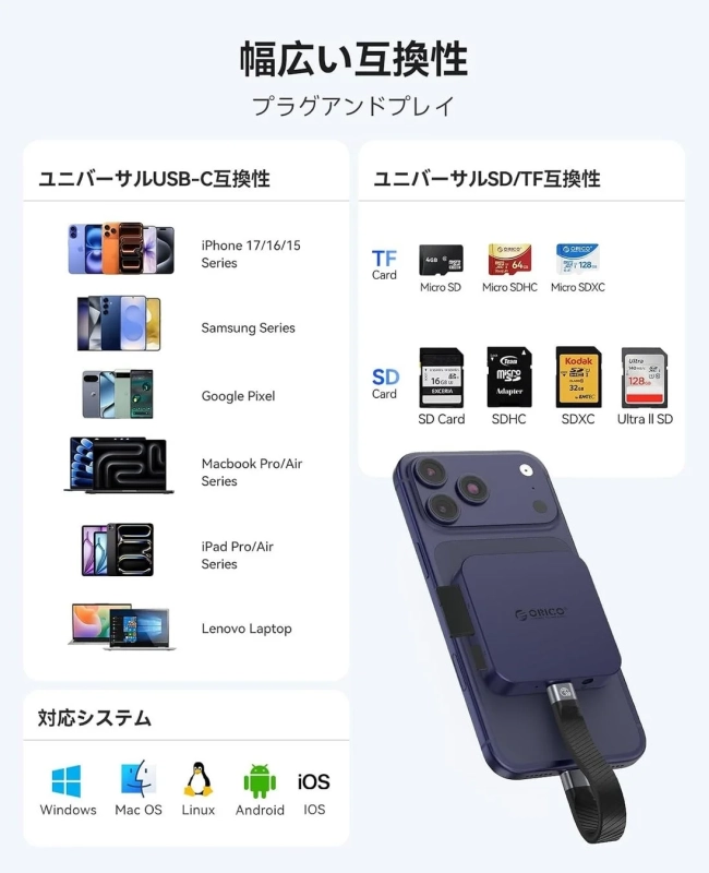 幅広い互換性