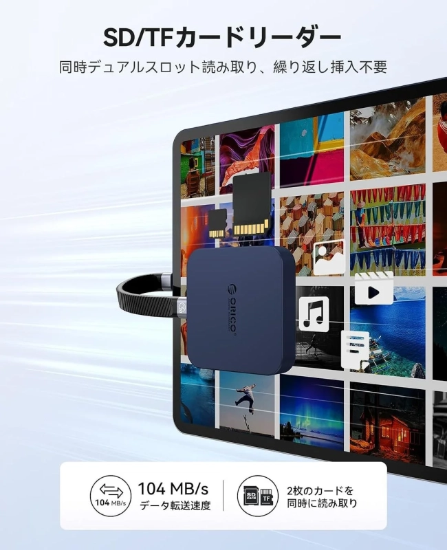 SD/TFデュアルカード同時読み取り