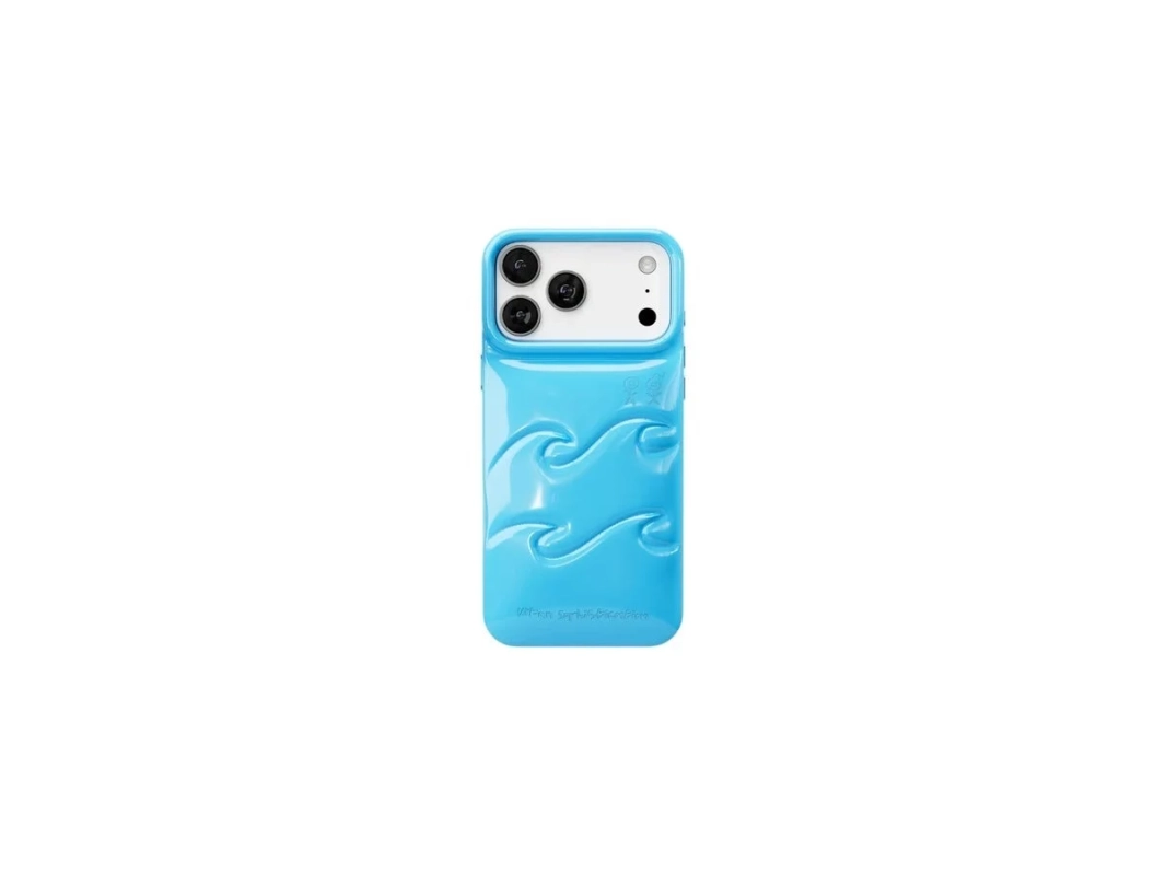 波模様が特徴的な水色のiPhoneケース