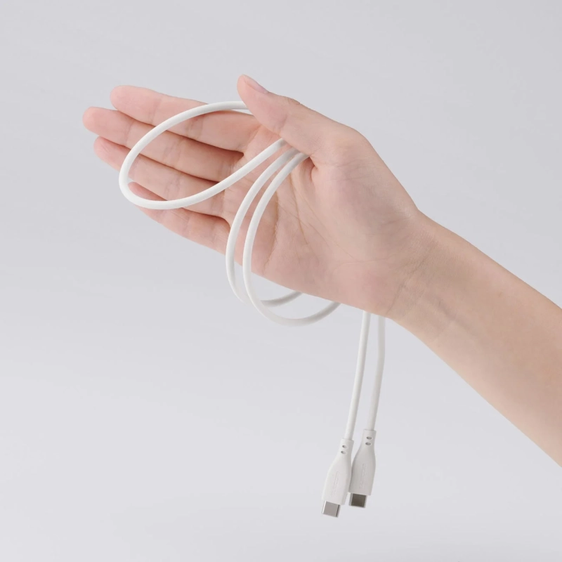 USB-Cケーブルを手に持つ様子