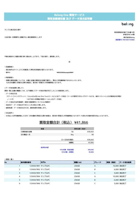 データ消去証明書