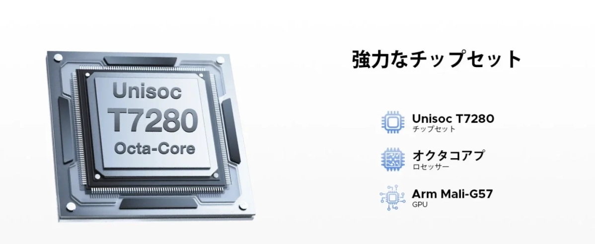 強力なチップセット Unisoc T7280 Octa-Core